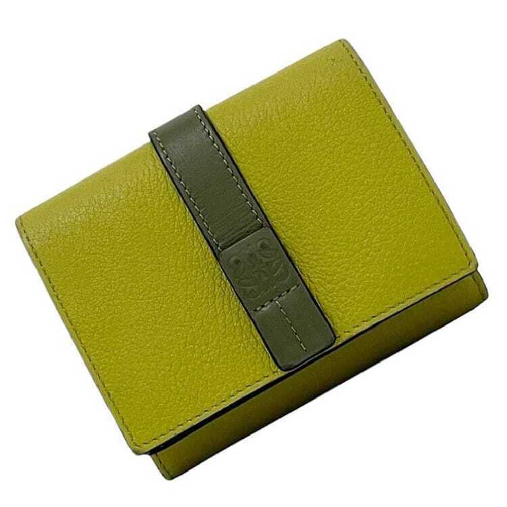 Loewe Trifold Wallet Anagram Leather Snap Closure Compact Green
